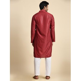 Pro-Ethic Style Developer Mens Indian Traditional Cotton Kurta Sets, Men Kurta Set Indian Wedding Dress (A-117) Maroon, 48