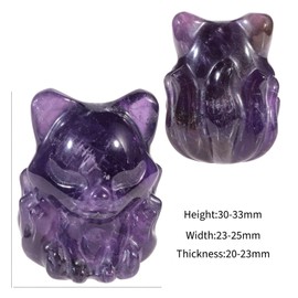 Nupuyai Set of 2 Amethyst Stone Fox Figures Decorative Small Carved Fox Statue Crystal Figures Animals Gift Lucky Charm Worry Stone Office Home Decoration