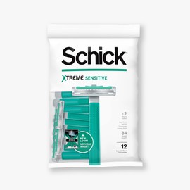 Schick Xtreme 2 Blade Sensitive Skin Disposable Razor For Men, Pack of 12