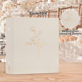 Lanpn Wedding Photo Album 4x6 1000 Pocket Photos Slip in, Linen Cover Large Capacity Newlywed Marriage Album Hold 1000 Horizontal Vertical Photos (Flower, Beige)