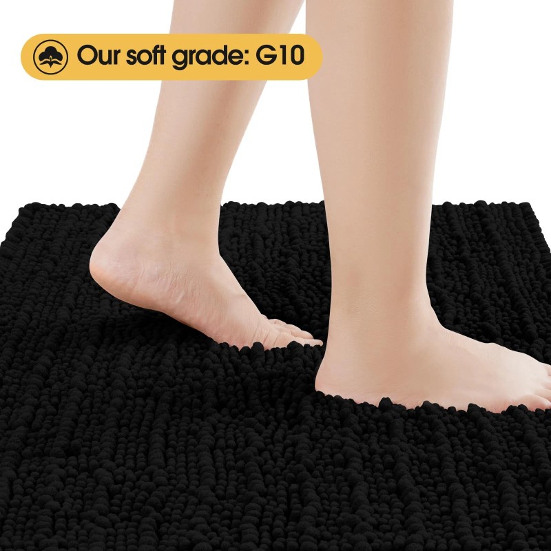 Accumtek Upgrade Luxury Black Bathroom Rug Mat 32"x20", Ultra Soft