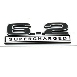 2pcs 6.2 Liter Supercharged Emblems Hood Engine 3D Badge Replacement for ZL1 LS3 Trunk (Chrome)