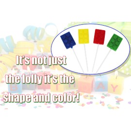 Brick Building Block Party Suckers - 12 Pack Brick Lollipops for Brick Birthday Party Favors - Sweet Color Brick Candy for Brick Party Supplies, School Treats, Holiday Giveaways