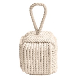 Pomeat Decorative Door Stop, Sailors Knot Rope Door Stop, Nautical Door Stop, Weighted Door Stopper, Heavy Doorstop for Bedroom, Living Room Door, Window Wedge, Bookend 5.2 inch (White)