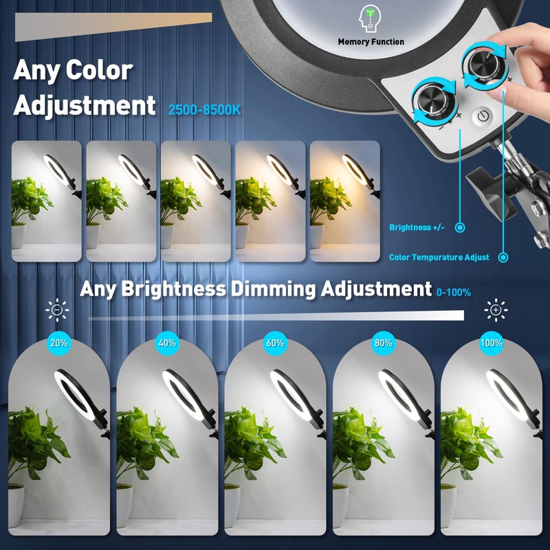 KIRKAS 12X Magnifying Glass with Light and Stand, Any Color