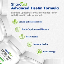 Sharoaid Liposomal Fisetin with Quercetin Supplements 1200 mg per Serving,High Absorption Polyphenols Antioxidants for Women,Men,Non-GMO,Gluten-Free,2 Bottle-120 Softgels