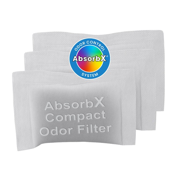 iTouchless 3-Pack AbsorbX Odor, Absorbs Smells, All Natural Activated Carbon for use with 4 Gal and Smaller Waste Bins Compartment, Trash Deodorizer, Compact Filters, 3 Count