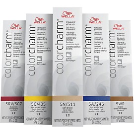 Wella Color Charm Permanent GEL Color 2oz PACK OF FIVE with one 20 VOL DEVELOPER