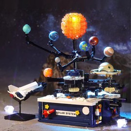 Solar System Building Kit with Lights - Spinning Space Exploration Building Toys - 775PCS with 9 Planets and Rocket Kits, Science Astronomy Educational Gift for Boys and Girls for Kids 8+ Years