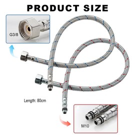 Aililong Flexible Mixer, Pack of 2 80 cm Extension Kitchen Sink Hose, Stainless Steel Flexible Kitchen Tap Connection Hoses for Rubinetto Miscelatori, Shower Head and Sink.