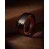 100S JEWELRY Black Hammered Finish Tungsten Rings For Men With