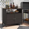 RELAX4LIFE Wicker Outdoor Bar Cabinet - PE Rattan Patio Bar