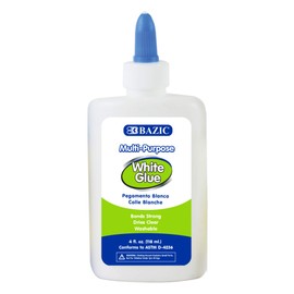 BAZIC Products White Glue 4 Oz. (118 mL), All Purpose Adhesive Bond Photo DIY Craft Slime Making, for Office School Home Art Projects, 1-Pack