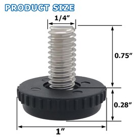 Hooshing 10PCS 1/4-20 Stainless Steel Adjustable Furniture Levelers Screw in Threaded Levenling Feet Glide for Furniture Legs, Table, Chair, Cabinet