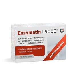 Enzymatin L9000 Intercell (90 Microcapsules) - High Dose Lactase with 9000 FCC Units - For Dietary Treatment of Lactose Intolerance - Cleaves up to 80 g Lactose per Capsule - Vegan