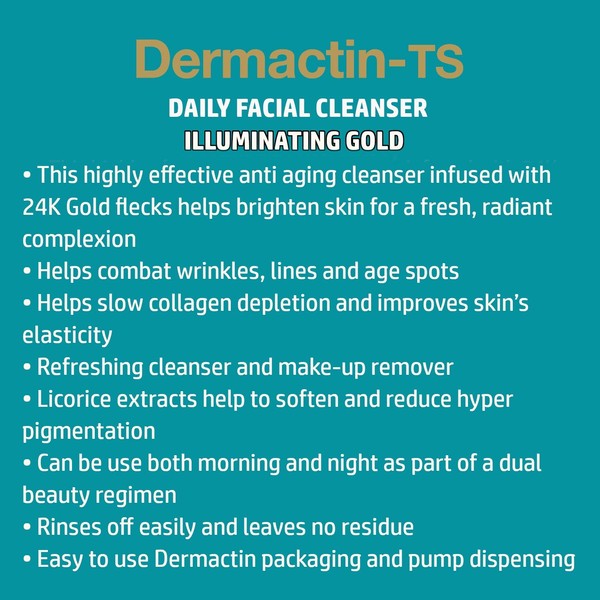 Dermactin-TS Daily Facial Cleanser - Illuminating Gold 5.85 ounce (3-Pack)