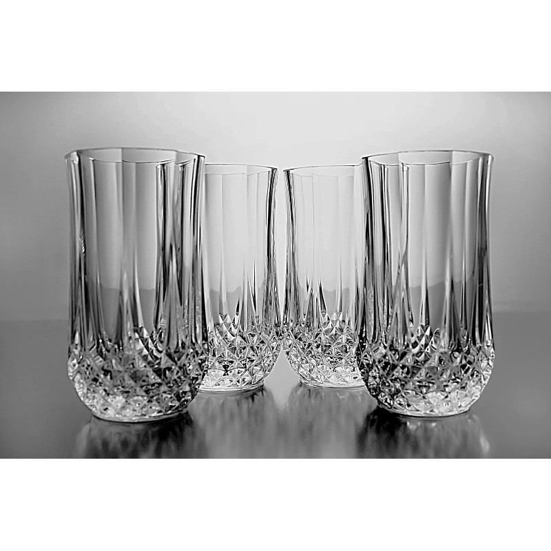 Cristal D'arques Longchamp highball 4 Crystal Glasses 12-oz