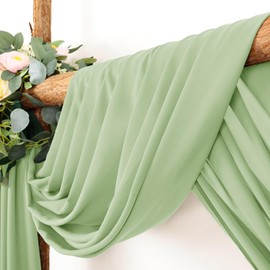 LINXTAR Wedding Arch Draping Fabric 1 Panel 30'' x 18FT Sage Green Sheer Chiffon Arch Drapery for Easter Bridal Shower Easter Backdrop Outdoor Party Church Ceremony