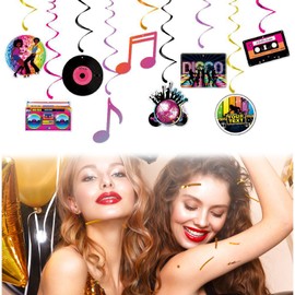 Pack of 9 Disco Decoration Party, Carnival Party Decoration, 70s Decoration, Neon Party Light Garland Accessories, Mini Disco Ball Decoration, 70s Music Controlled Party Streamers, Fancy Dress Party