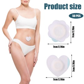 Lyreh 50stk Rizinusöl Bauchnabelpflaster, 2 Stile Einmalgebrauch Auslaufsicher Vliesstoffe Selbstklebende Rizinusöl Bauchnabel Wickel Nur Pflaster(Weiß und Hautfarben)