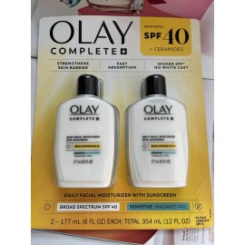 Olay Complete + Daily Facial Moisturizer with Sunscreen SPF 40 6oz Lot of 2