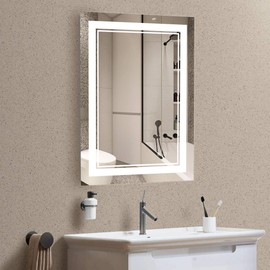 Keonjinn 20 x 28 Inch LED Bathroom Mirror with Lights, LED Vanity Mirror Wall Mounted Anti-Fog Lighted Bathroom Mirror Dimmable Makeup Mirror, IP54 Waterproof and ShatterProof (Horizontal/Vertical)
