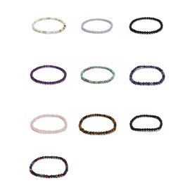 JM Design Small Black Tourmaline Smooth Round Beads Beaded Bracelet Size 4mm 7.5'' Length