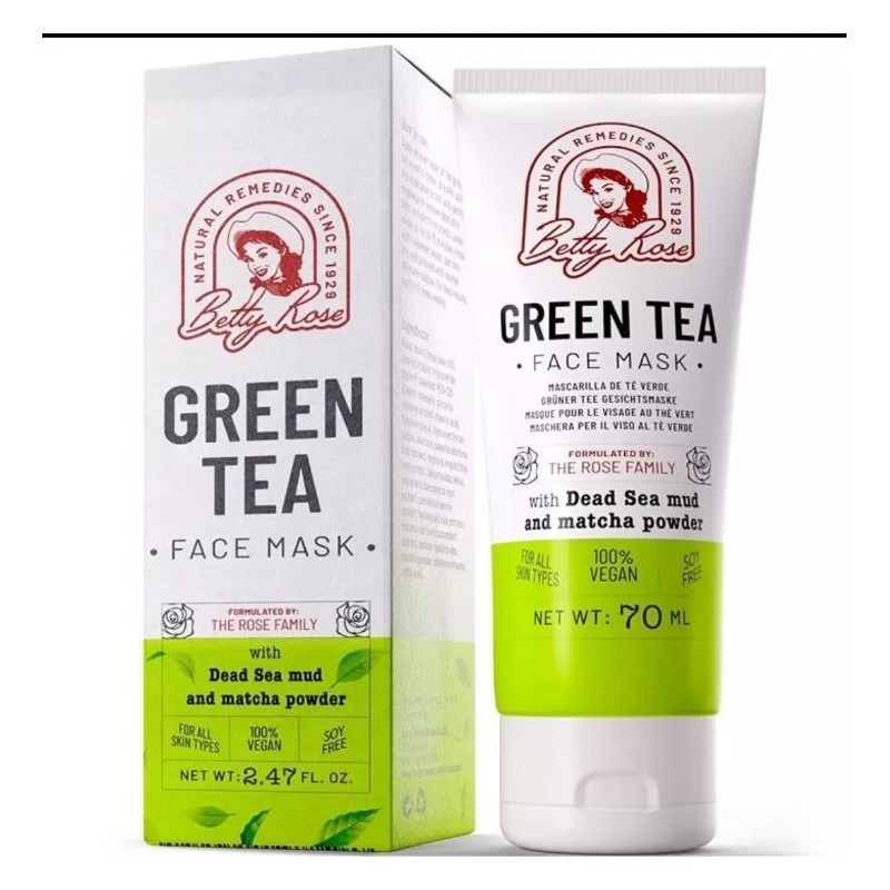 BETTY ROSE-GREEN TEA-FACE MASK-NATURAL REMEDIES-DEAD SEA MUD & MATCHA POWDER-NEW