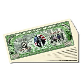 God Bless Our Veterans of War Novelty Million Dollar Bill - Set of 50 With 1 Bonus Christopher Columbus Bill