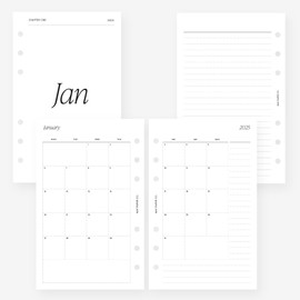 Franklin Covey Compact 2025 Month on Two Pages Monthly Planner Insert Agenda Refill for Filofax Personal, LV MM 6-ringed agenda (Monthly with Notes (Monday start, Separable Months))