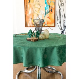 ESSE HOME Tablecloth: Rectangular, Square, Round, Oval, Hip Flask, Jacquard Pure Cotton, Vienna (S OV-160 x 220, Dark Green)