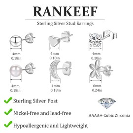 Sterling Silver Stud Earrings For Women Hypoallergenic Earrings Studs Small Sleeper Silver Studs Earrings Set With Cubic Zirconia Silver Stud Earrings For Women