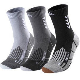 TENYSAF Compression Crew Running Socks: Athletic Socks for Men Women with Cushion,3 Pairs Work Hiking Basketball Sport Socks
