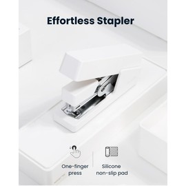 Effortless Stapler, Office Stapler, 25 Sheet Capacity, Multi-Functional Manual Stapler for Students, Family, ABS Body, Steel Construction, a Storage Compartment for Staples, Silicon Anti-Slip Base