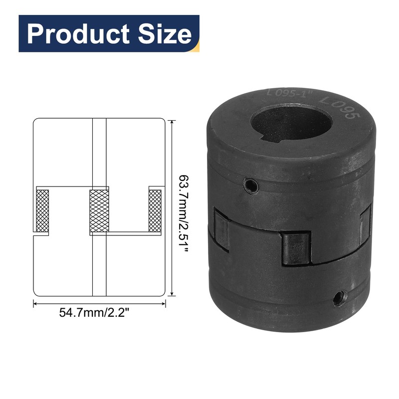 sourcing map 1" to 1-1/8" L095 Flexible 3-Piece L-Jaw Coupling