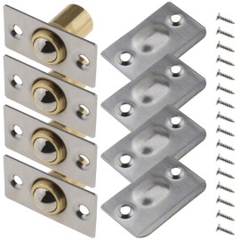 SING F LTD 4 Sets of Roller Ball Door Catch Latches with Fixing Screws for Home Kitchen Closet Wardrobe Door Cabinet Cupboard Hardware Adjustable Stainless Steel Pure Copper Silver