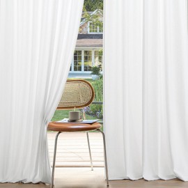 MIULEE Non-See-Through Privacy Linen Curtains 2 Panels, Light Filtering Window Curtains Farnhouse Textured Back Tab Semi Sheer Drapes for Bedroom Living Room, 52 x 84 Inches Long, Pure White