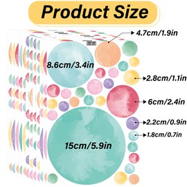 424Pcs Polka Dot Wall Decals Watercolor Round Circle Wall Stickers Colorful Peel and Stick Wall Decals Removable Vinyl Rainbow Decals for Kids Girls Classroom Playroom Nursery Bedroom Wall Decoration