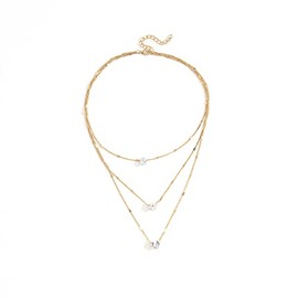 BSLVWG Boho Layered Necklace Heart Pattern Gold Necklace for Women Sequins Pendant Multi layer Necklace for Women and Girls Party Jewelry (standard, Gold#04)