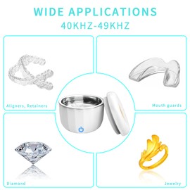 Ultrasonic Retainer Cleaner Machine for Denture, Jewelry, Nightguard, Portable Ultrasonic Jewelry Cleaner for Professional Cleaning at Home or Travel Use(Ashen)