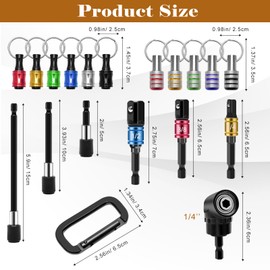 Anglekai 18PCS Bit Holder Cool Gadgets, 11P Drill Bit Holder Keychain/ 3P Impact Drill Sockets Adapter/ 3P 1/4’’ Quick Hex Shank/ 105°Right Angle Driver with 1/4’’Hex Shank
