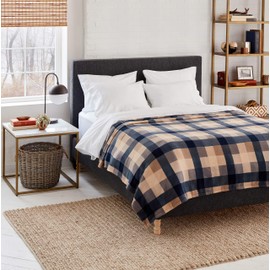 Eddie Bauer Heated Soft Brushed Microplush Electric Blanket, Warm & Cozy Bedding, Twin, Cabin Comfort Blue