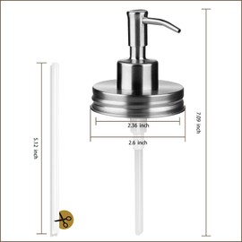Amolliar Mason Jar Liquid Soap Dispenser Pump, Rust Proof Stainless Steel Lid, Refill Liquid Soap Pump for Kitchen, Bathroom, Cute Farmhouse Decor for Hand Soap, Dish Soap, Lotion Soap, Silver 2 Pack