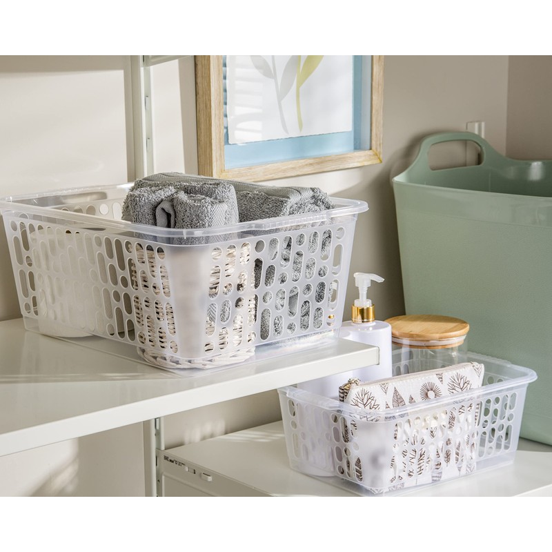 (Pack of 2) 9.7 Litre Clear Storage Baskets - 37cm