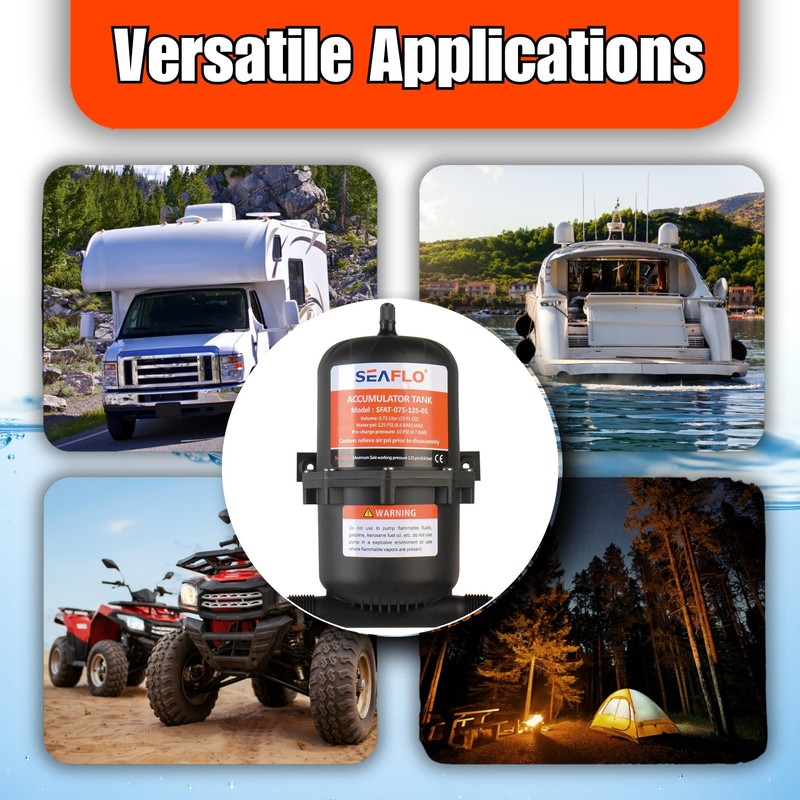 SEAFLO Accumulator Tank Water Pump Flow Control with Internal Bladder