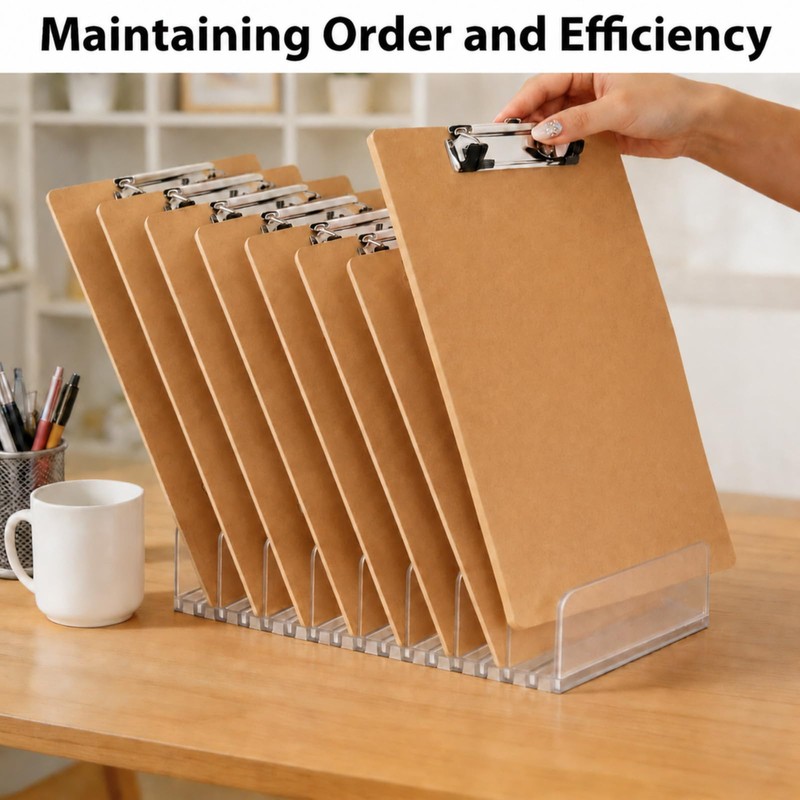 2Pcs Acrylic Adjustable Clipboard Holder, 9 Slot Organizer Display Stand