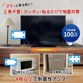 Earthquakeproof Mat, Earthquake Prevention, Gel Mat, Furniture, Fall Prevention, Transparent, Washable, High Load Capacity 220.5 lbs (100 kg), 1.6 x 1.6 x 0.2 inches (40 x 40 x 5 mm), Anti-slip,