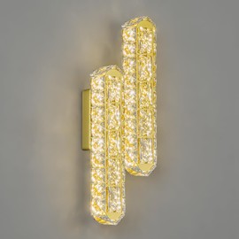 FDPBY Gold Wall Sconce Modern Bathroom Sconces LED Vanity Wall Light Oval Crystal Sconces Wall Lighting for Bathroom Bedroom Living Room Hallway Bar