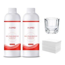 AIJIMEI 2Pcs 120ML Gel Nail Polish Remover Kit with Glass Cup and Cotton Pads Effective Gel Remover for Nails Easy to Use Professional Nail Polish Dissolve
