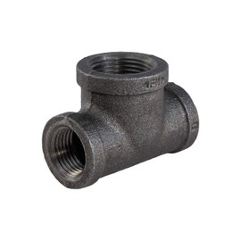 Everflow Supplies BMBT0121 Black Malleable Bull Head Tee Fitting with Female Threaded Connections, 1/2" x 1/2" x 1"